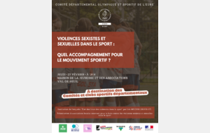 Soirée de prévention Lutte contre les violences sexistes et sexuelles dans le sport : Quel accompagnement pour le mouvement sportif ? 